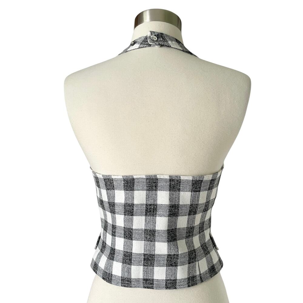 Cara Cara Prescott Halter Top Faye Midi Skirt Set Black Gingham Cotton XS - Picture 5 of 12